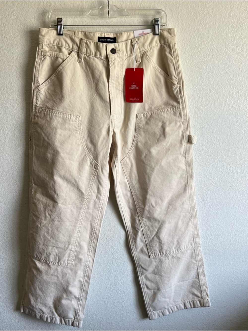 Lucky Brand Men's 287 Loose Carpenter Cargo Pants Cream Shoelace 32/30 NWT - Picture 6 of 16